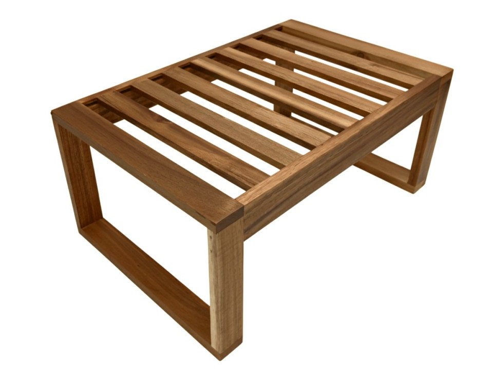 Premium Acacia Wood Slatted Kitchen Helper Stool - Versatile Home Furniture